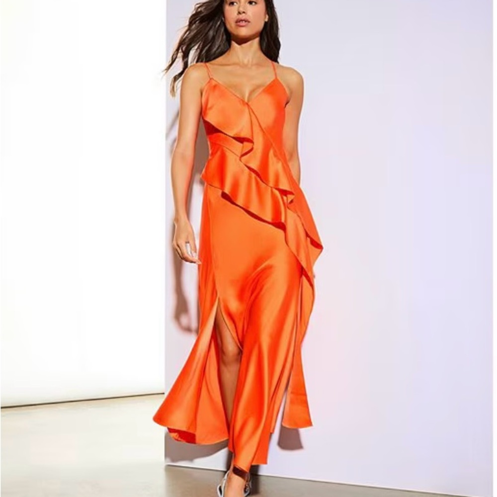 Gianni Bini Vibrant Orange Asymmetrical Dress